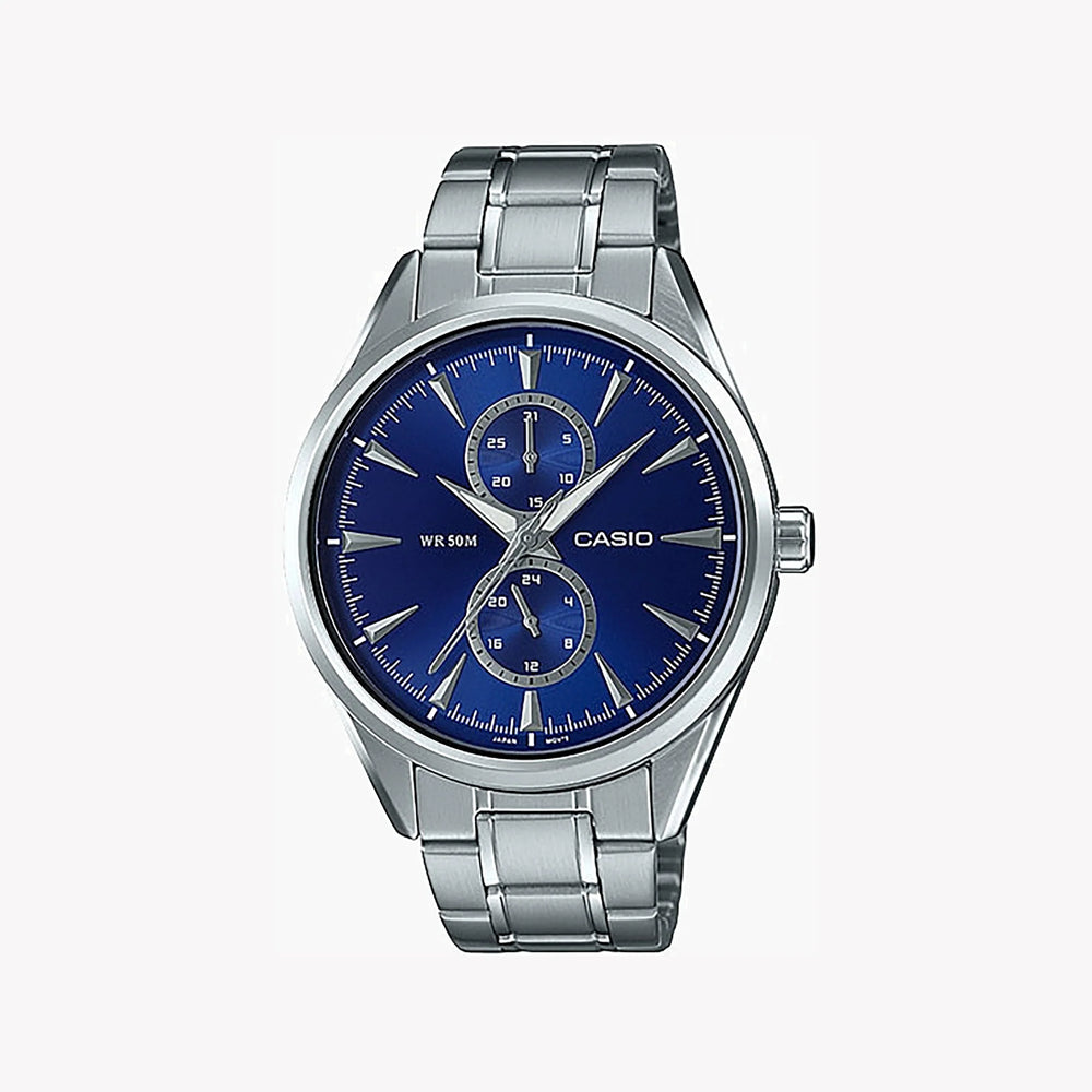 Casio Mtp-Sw340d-2avdf Sporty Elegance - Men's Stainless Steel Watch With Blue Dial by i-watch