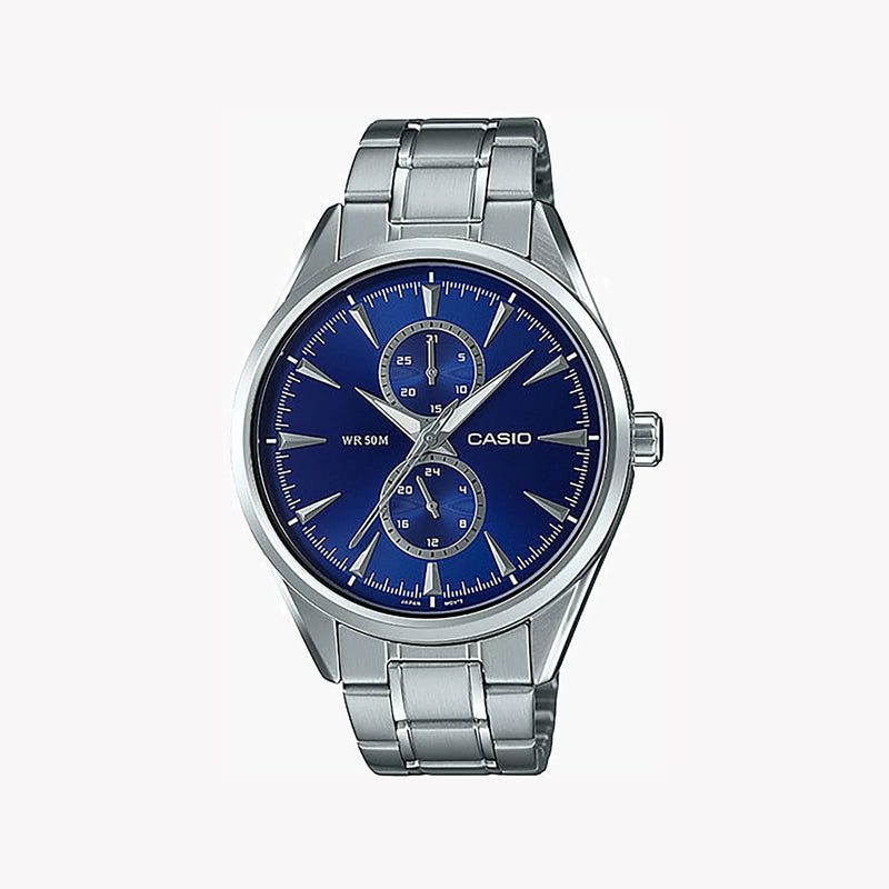 Casio Mtp-Sw340d-2avdf Sporty Elegance - Men's Stainless Steel Watch With Blue Dial by i-watch