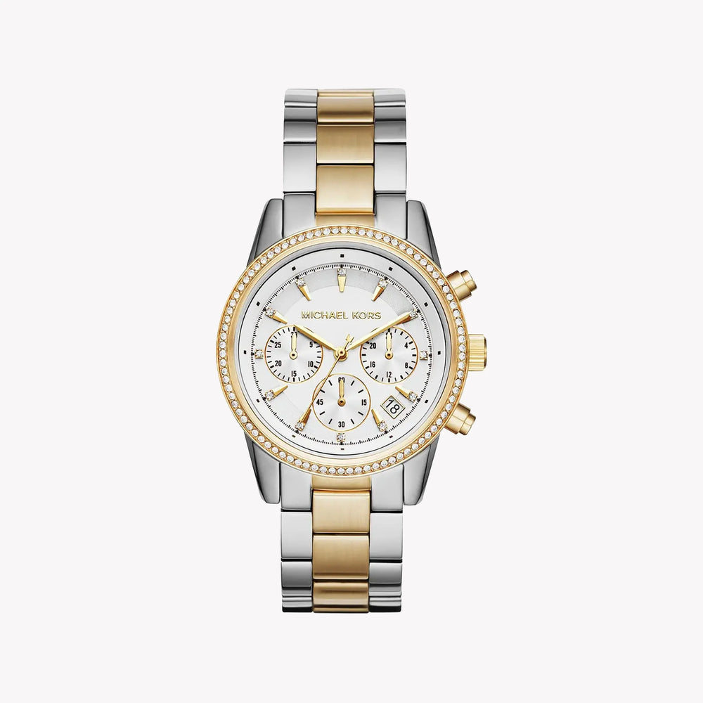 Michael Kors Women's Silver-Gold Watch, White Dial | Mk6474 by i-watch