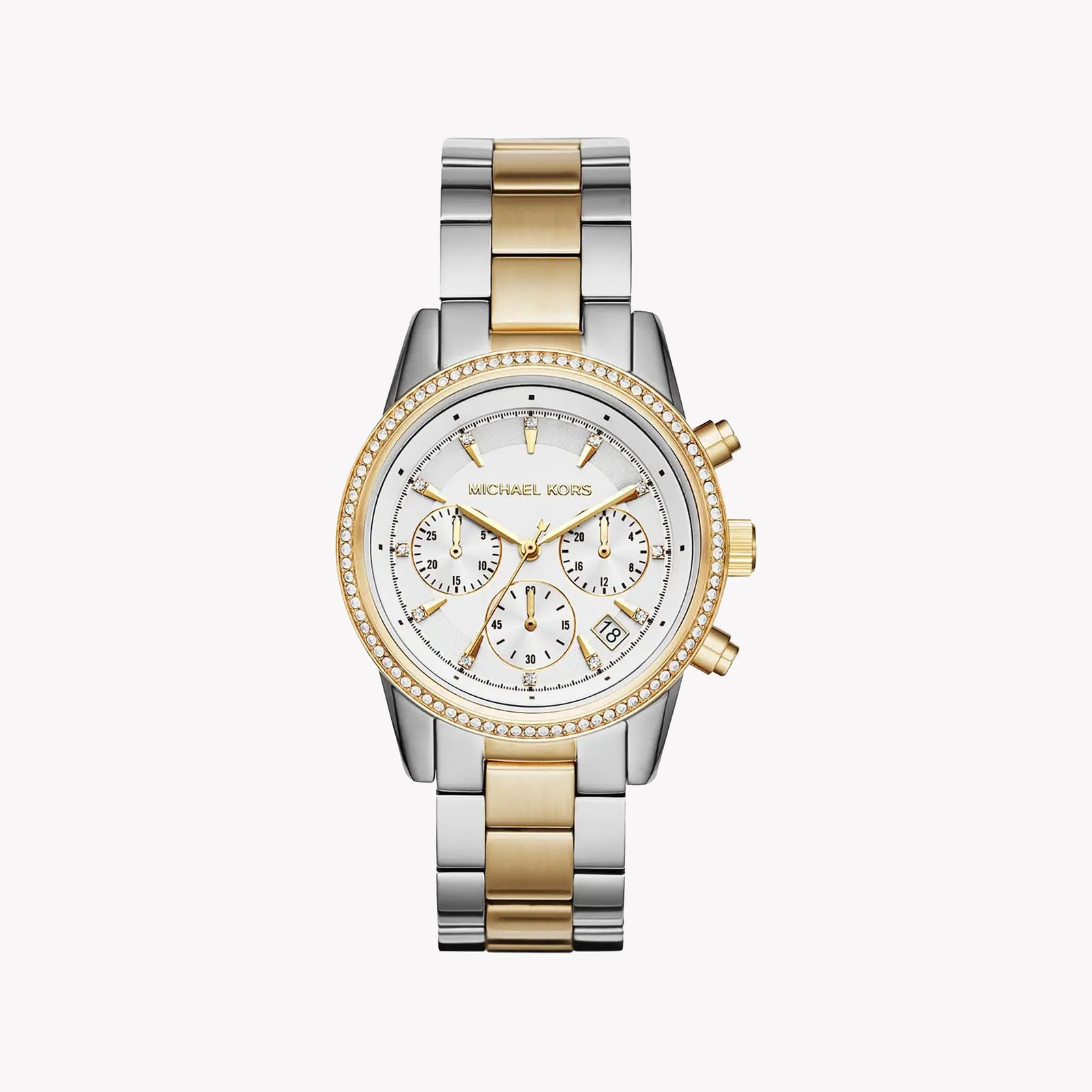 Michael Kors Women's Silver-Gold Watch, White Dial | Mk6474 by i-watch
