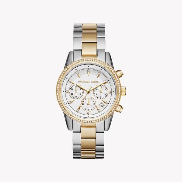 Michael Kors Women's Silver-Gold Watch, White Dial | Mk6474 by i-watch