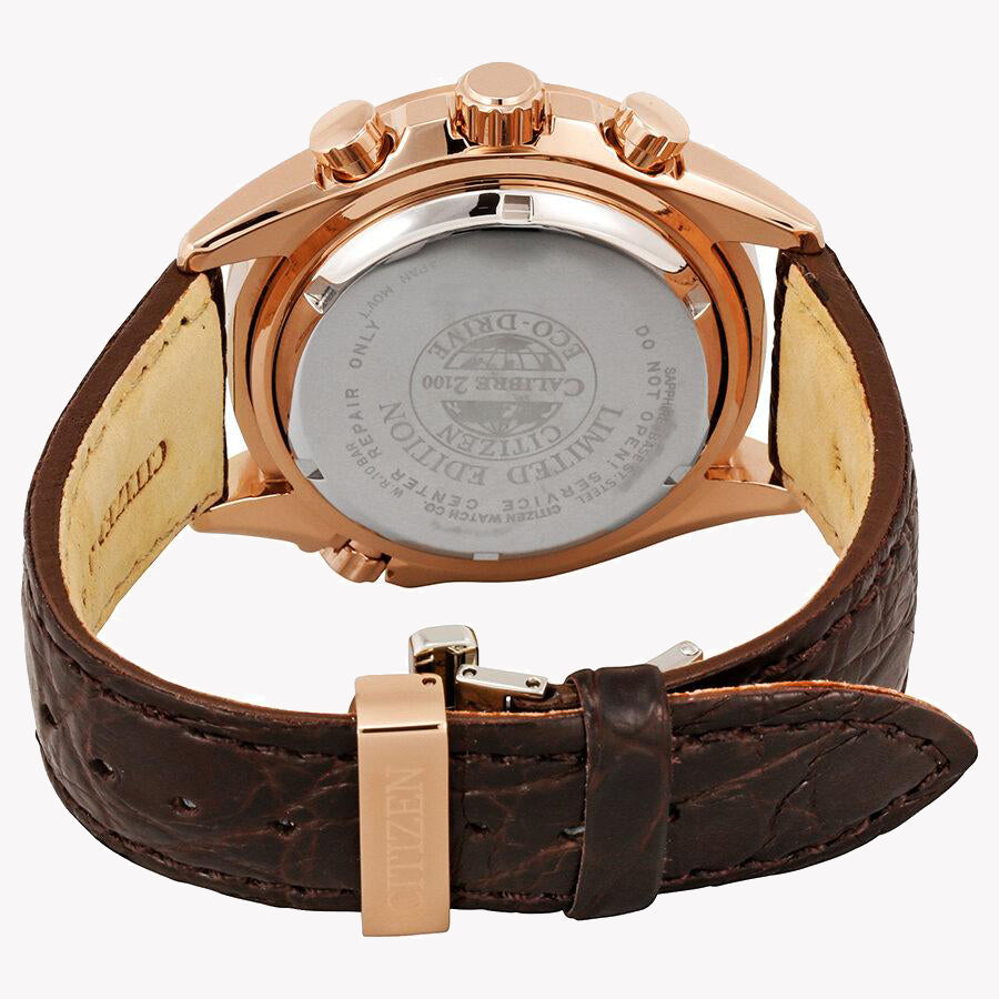 CITIZEN AV0063-01H TIME MASTER - ROSEGOLD CHRONOGRAPH WITH BLACK LEATHER STRAP