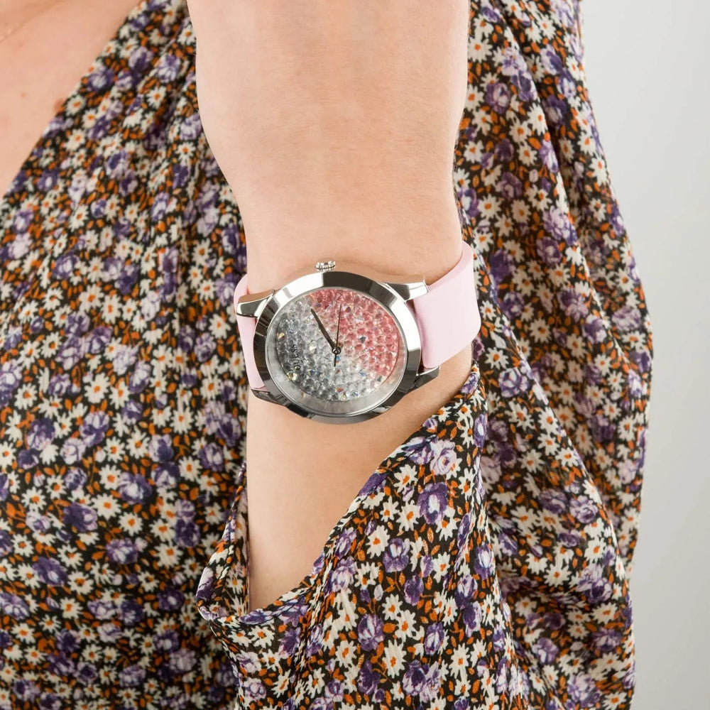 Guess Women's Silver Watch, Pink Silicone Band | W1223l1 by i-watch