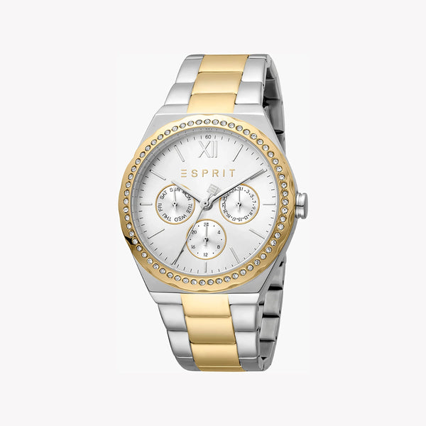 Esprit Women's Silver & Gold Stainless Steel Watch, Silver Dial | Es1l102m0045 by i-watch