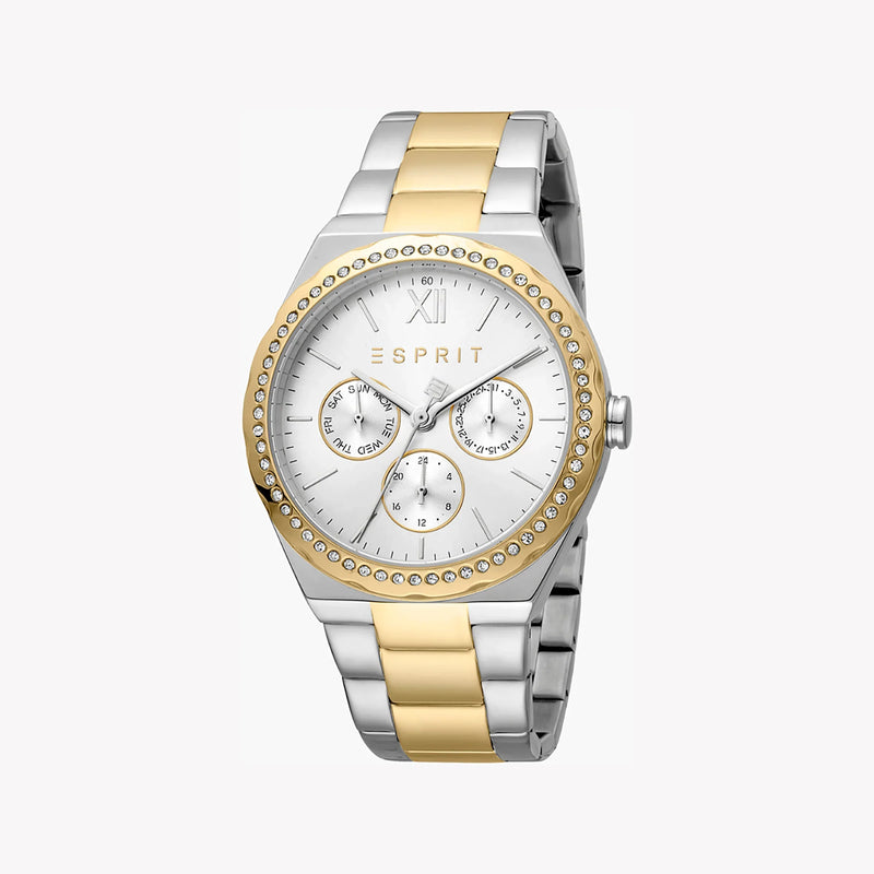 Esprit Women's Silver & Gold Stainless Steel Watch, Silver Dial | Es1l102m0045 by i-watch