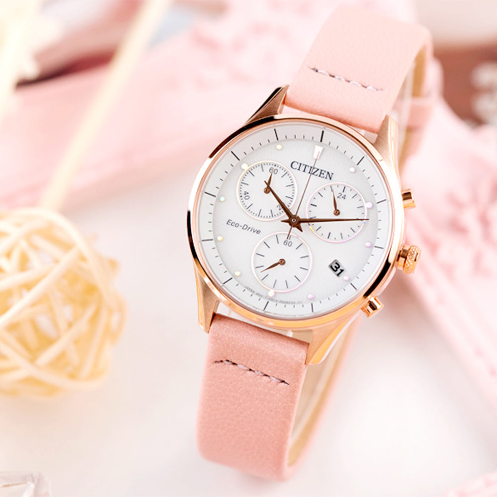 CITIZEN FB1443-08A ELEGANT TIMEKEEPER - STYLISH ECO-DRIVE WOMEN'S WATCH with White Dial & Brown Leather Band-i-Watch-2