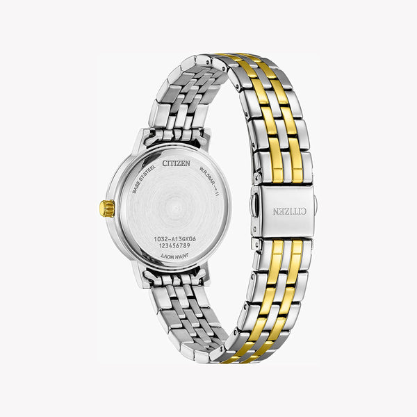 Citizen Women's Silver & Gold Watch, White Dial | El3104-54d by i-watch