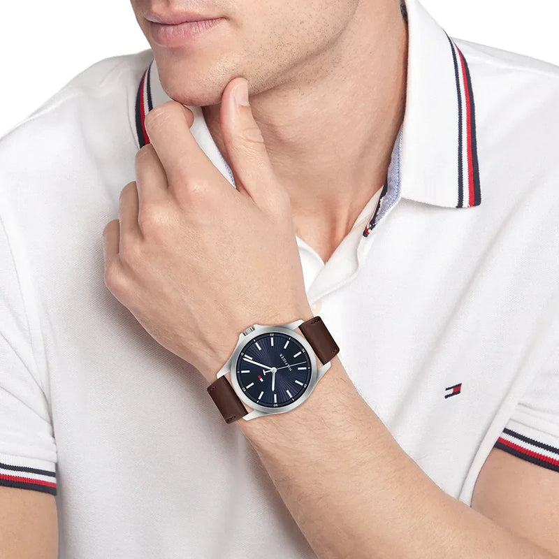 Tommy Hilfiger Men's Silver Watch, Blue Dial | Bruce 1710669 by i-watch