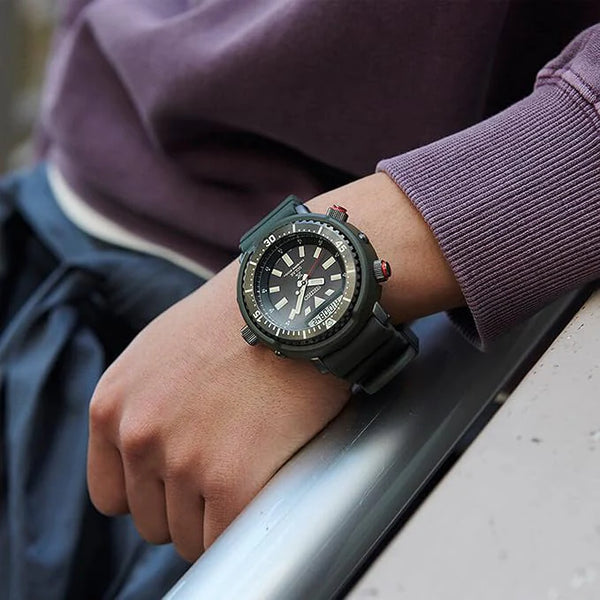 Seiko Men's Black Stainless Steel Watch, Black Silicone | Snj031p1