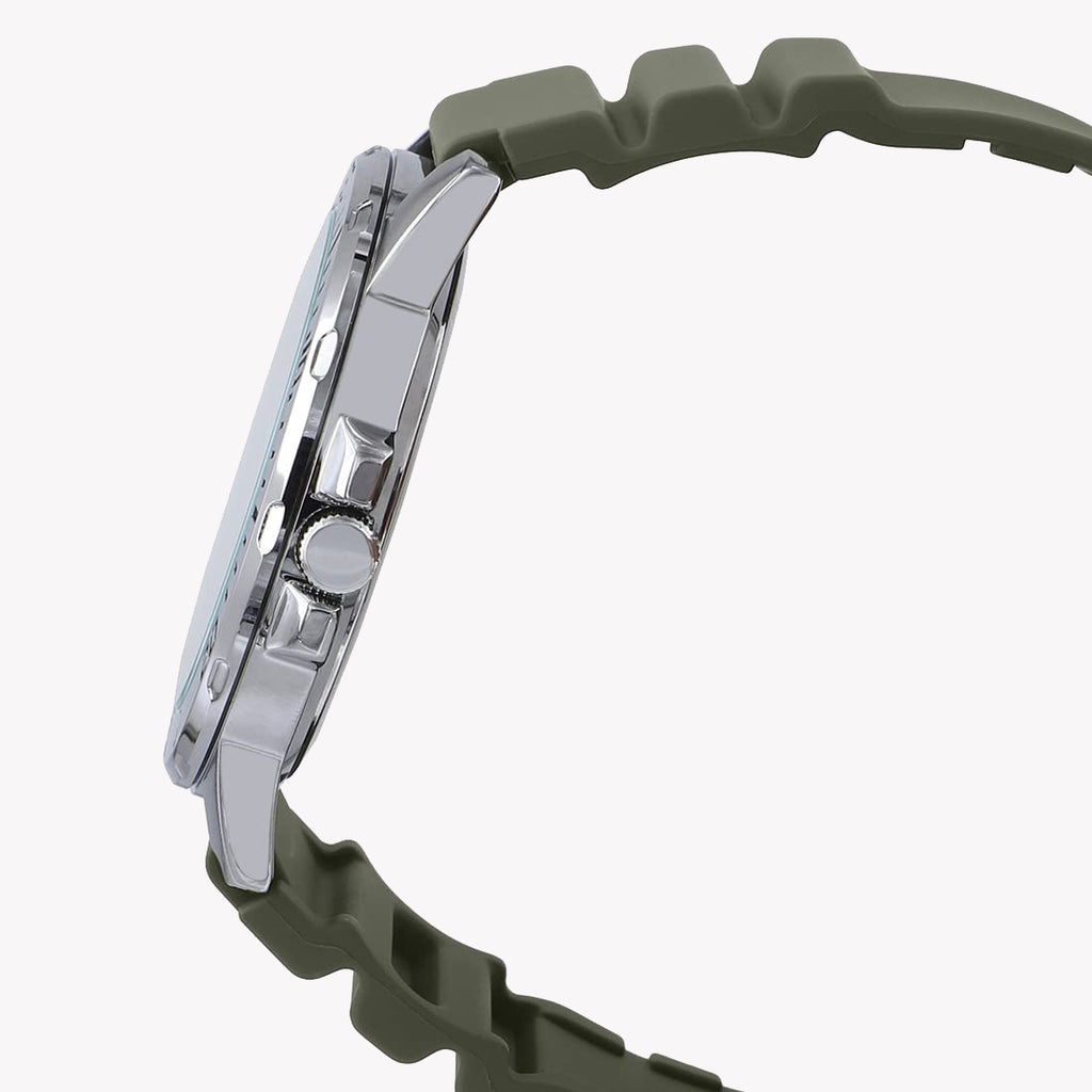 CASIO MTP-VD300-3B ADVENTURE TIME - MONTRE SPORTIVE POUR HOMMES EN RÉSINE VERTE ET ACIER INOXYDABLE