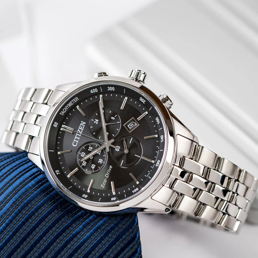 Citizen Eco-Drive At2140-55e - Timeless Performance Men's Watch In Sleek Silver With Multifunctional Chronograph by i-watch