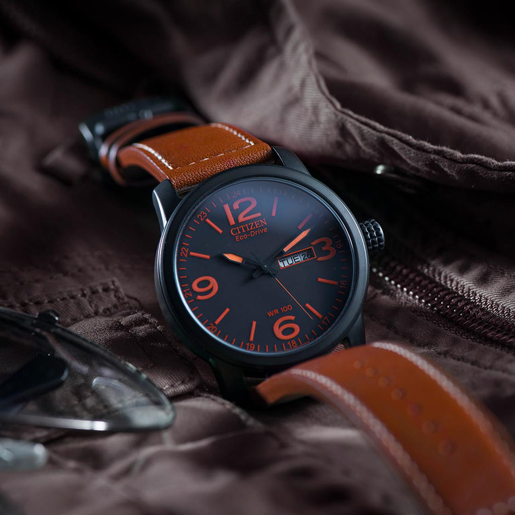 CITIZEN BM8475-26E BOLD PERFORMANCE - ELEGANT MEN'S ECO-DRIVE WATCH with Leather Band and Dark Gray Dial-i-Watch-4