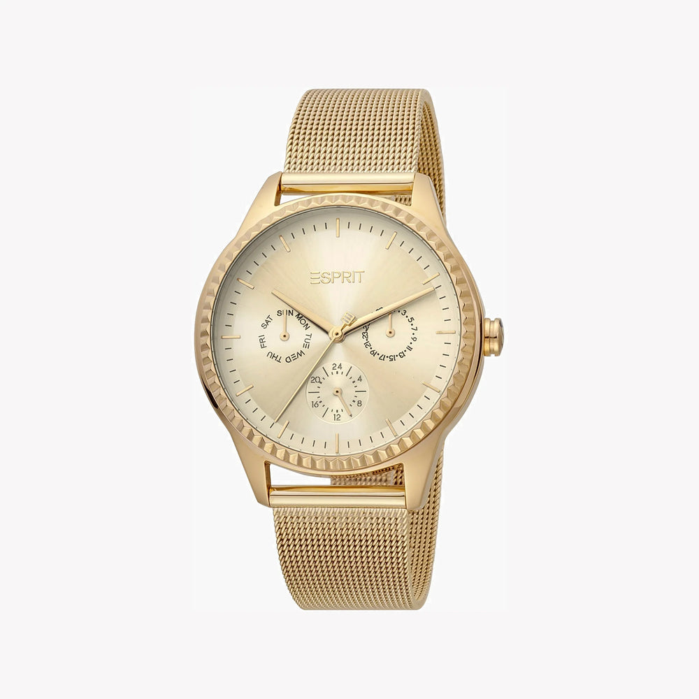 Esprit Women's Gold Stainless Steel Watch, Champagne Dial | Es1l143m0035 by i-watch