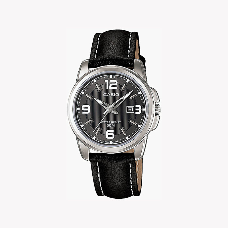 Casio Women's Silver Leather Watch, Black Dial | Ltp-1314l-8avdf by i-watch