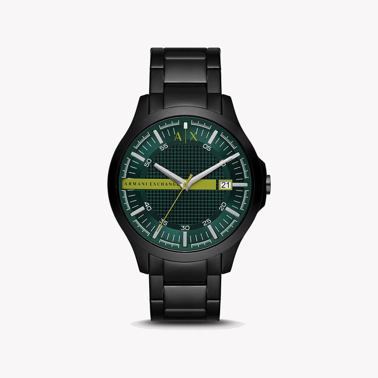 ARMANI EXCHANGE AX2450 BOLD BLACK & GREEN - MEN'S STAINLESS STEEL WATCH WITH STRIKING DIAL