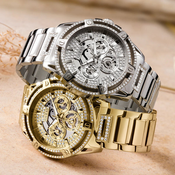 Guess Unisex Silver Stainless Steel Watch, Clear Dial | Gw0497g1 by i-watch