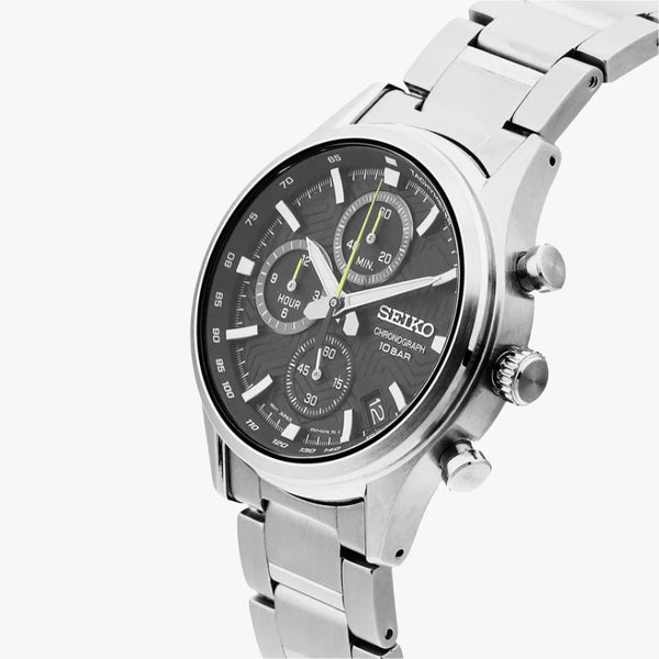 Seiko Men's Silver Stainless Steel Watch, Black Dial | Ssb419p1 by i-watch
