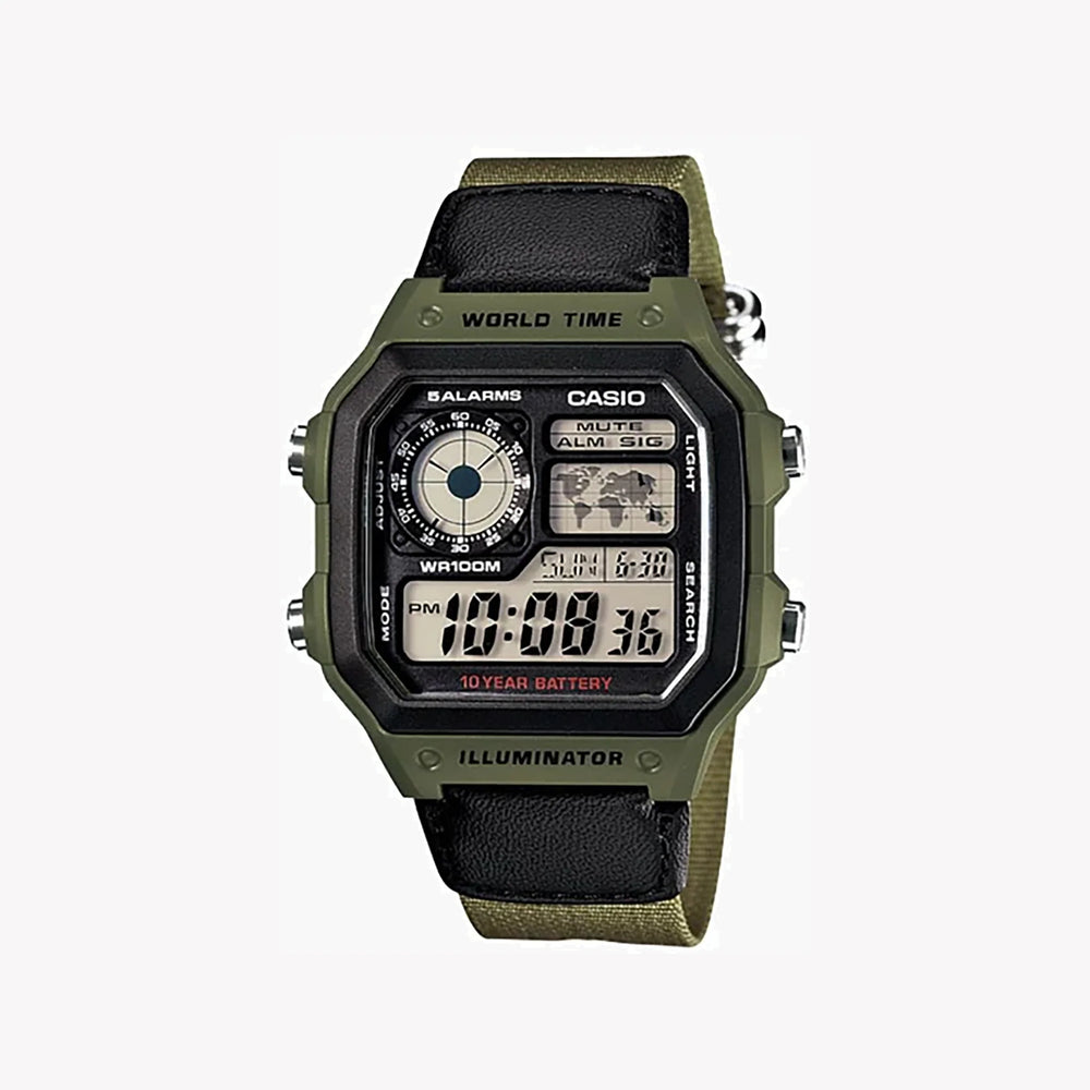 Casio Men's Resin Watch, Green Strap | Ae-1200whb-3bvdf by i-watch