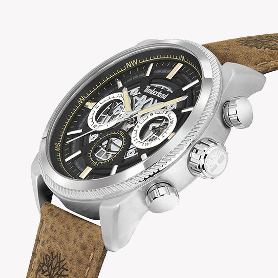 Timberland Men's Brown Leather Watch, Silver Case | Tdwgf2200704 by i-watch