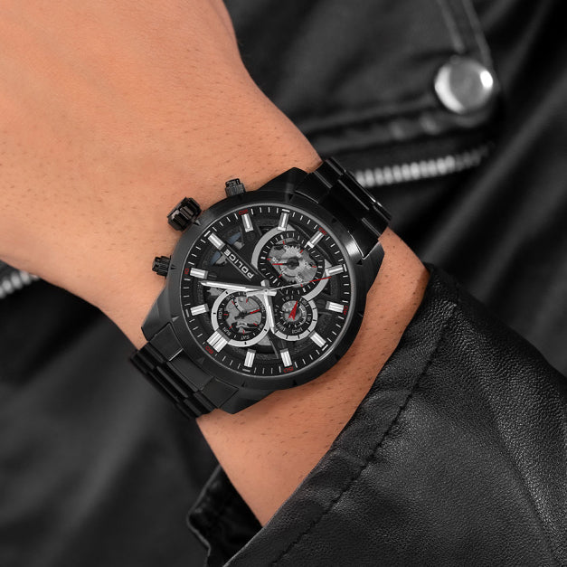 Police Men's Black Stainless Steel Watch, Multicolour Dial | Pewjk0021806 by i-watch