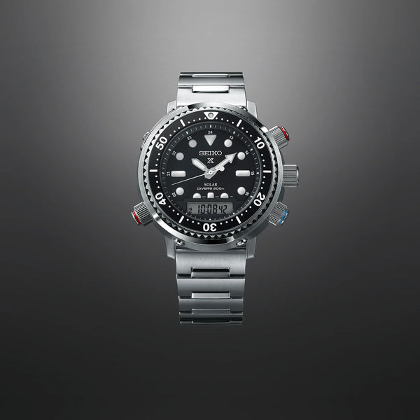 Seiko Prospex Men's Silver Stainless Steel, Black Dial | Snj033p1