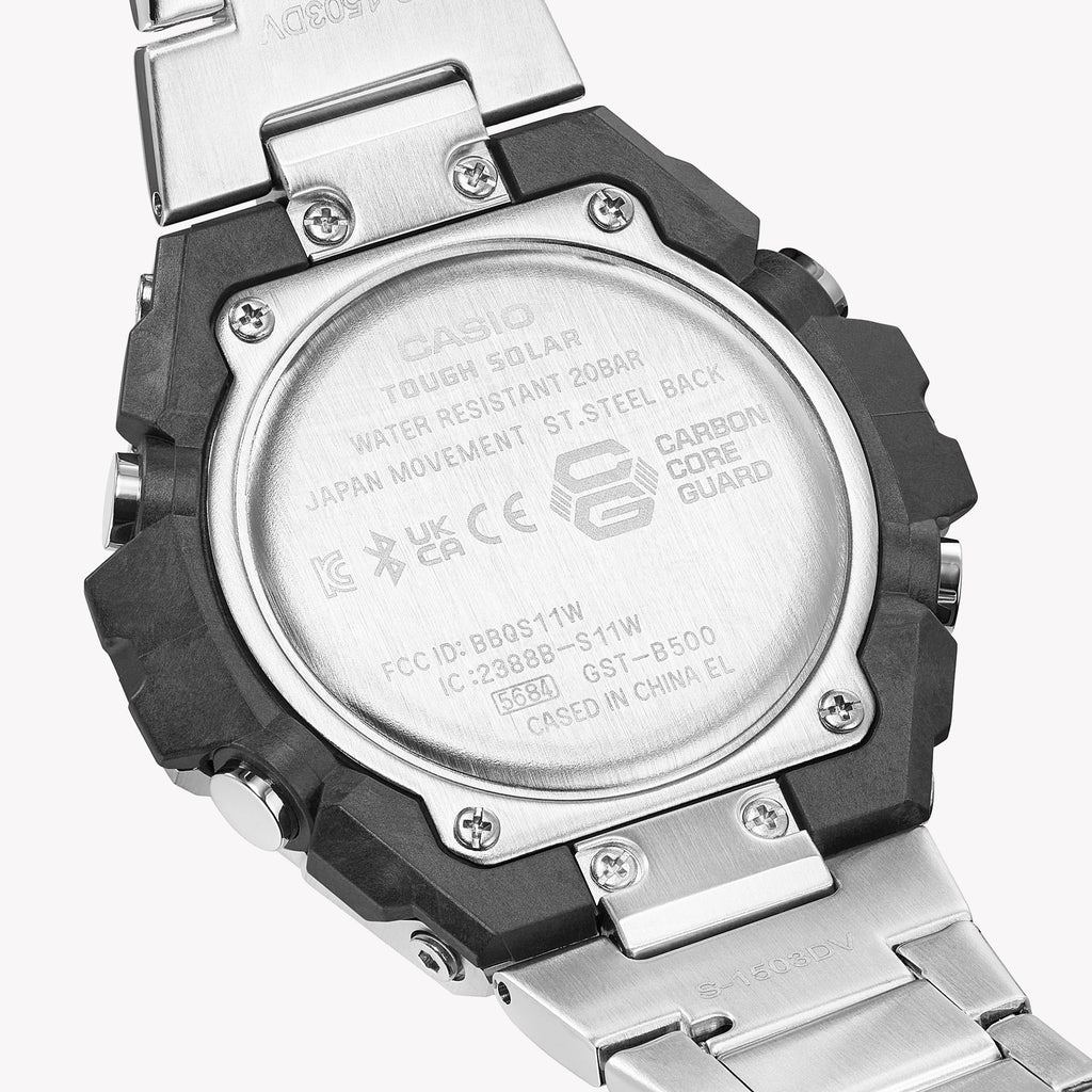 CASIO G-SHOCK GST-B500D-1ADR - ELEGANT ADVENTURER MEN'S WATCH with Silver Stainless Steel and Bold Black Dial-i-Watch-4