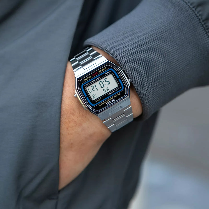 Casio Unisex Resin & Metal Watch, Silver Dial | A164wa-1ves by i-watch