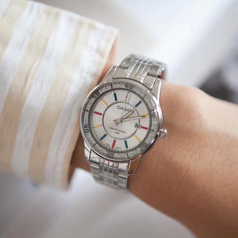 Casio Women's Stainless Steel Watch, White Dial | Ltp-1358d-7avdf by i-watch