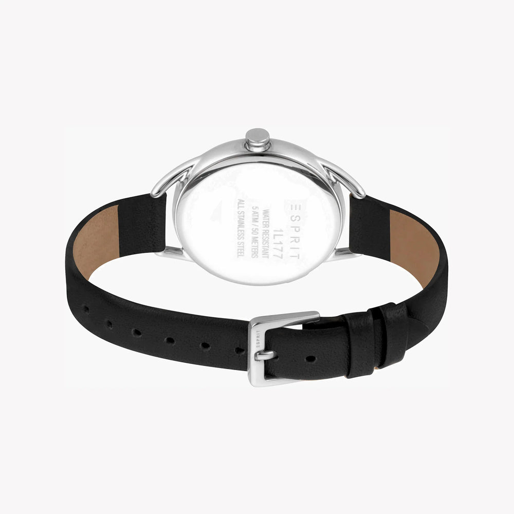 Esprit Women's Black Leather Watch, Silver Dial | Es1l195m0055 by i-watch