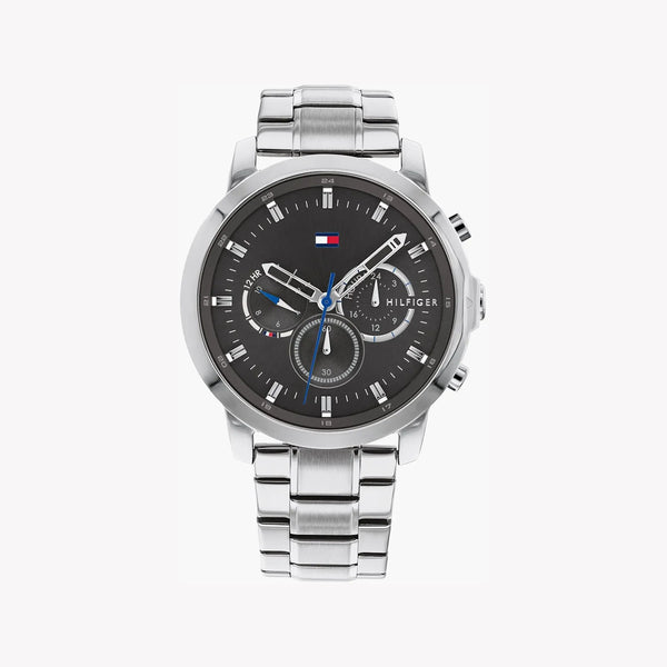 Tommy Hilfiger Men's Silver Watch, Black Dial | Sku 1673146 by i-watch