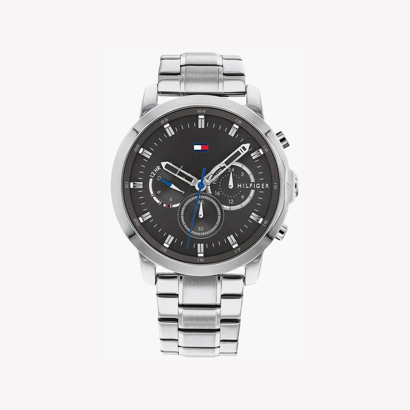 Tommy Hilfiger Men's Silver Watch, Black Dial | Sku 1673146 by i-watch