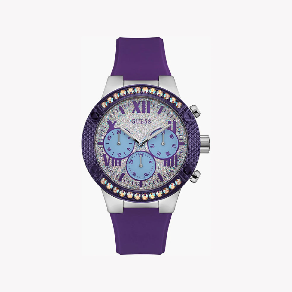 Guess Women's Purple Leather/Silicone Watch, Multicolor Dial | W0772l5 by i-watch
