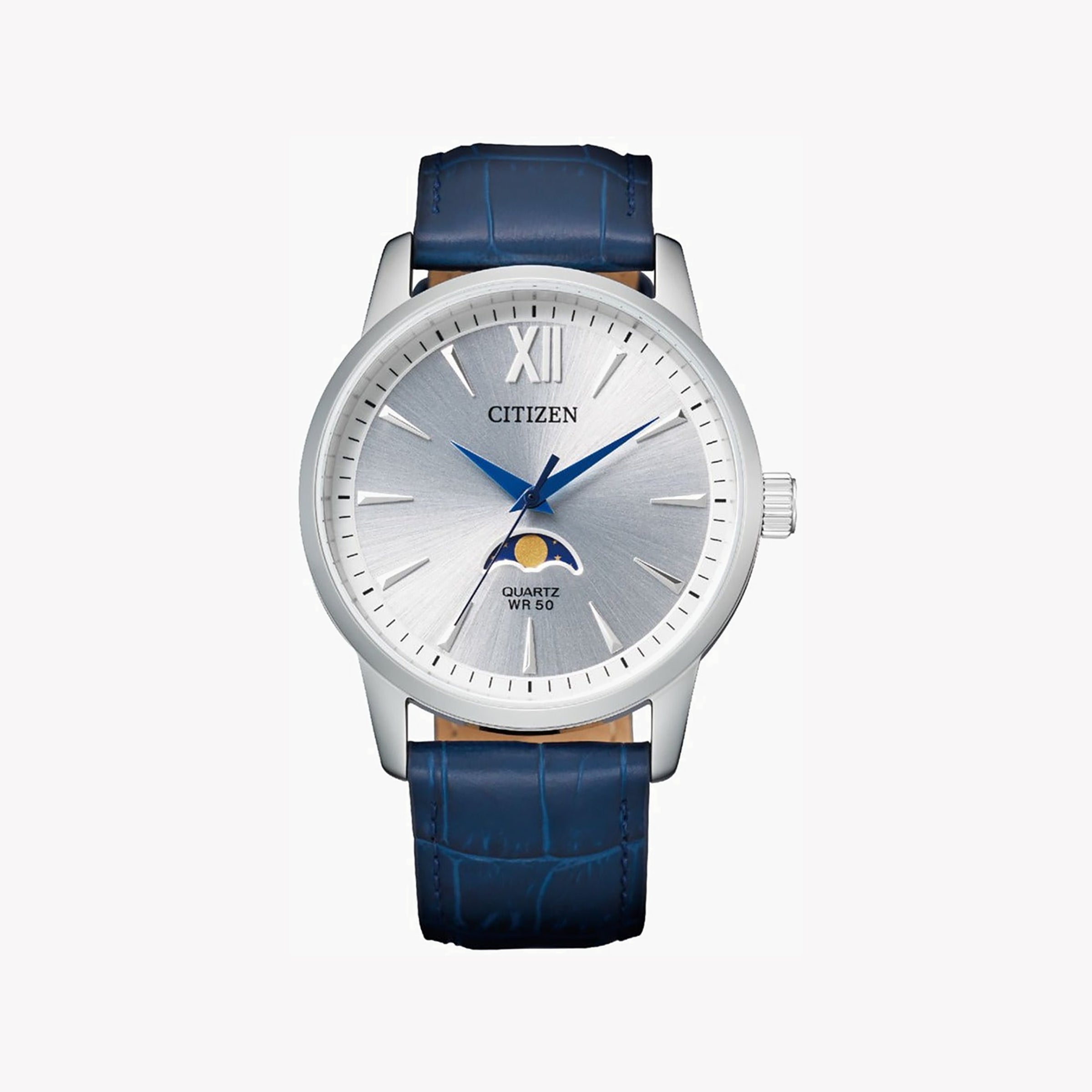 CITIZEN AK5000-03A STYLISH PRECISION - MEN'S BLUE LEATHER MOONPHASE WATCH