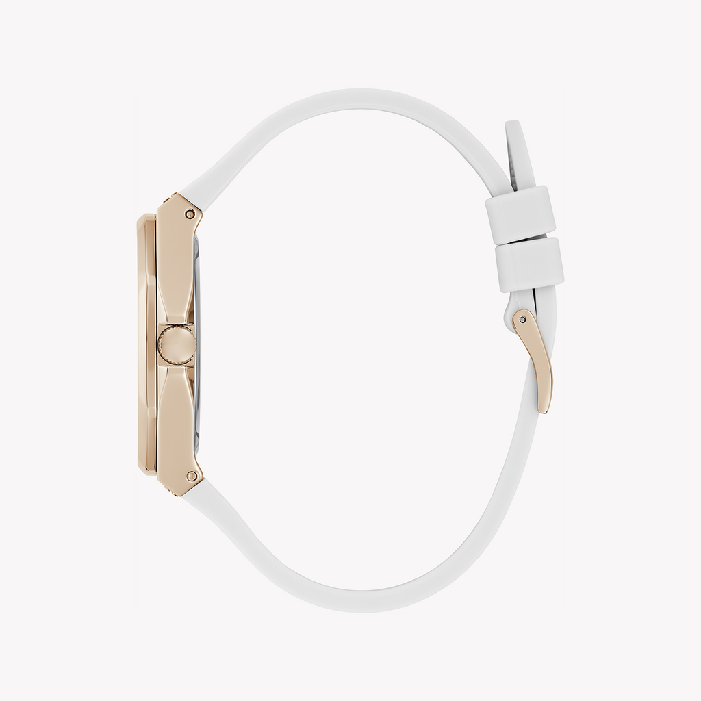 GUESS GW0694L3 ROSE GOLD GLAM - ELEGANT WOMEN'S TIMEPIECE with White Silicone Band and Chic White Dial-i-Watch-2