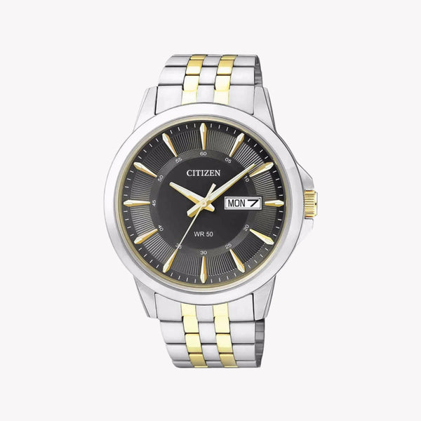 Citizen Men's Silver & Gold Watch, Black Dial | Bf2018-52h by i-watch