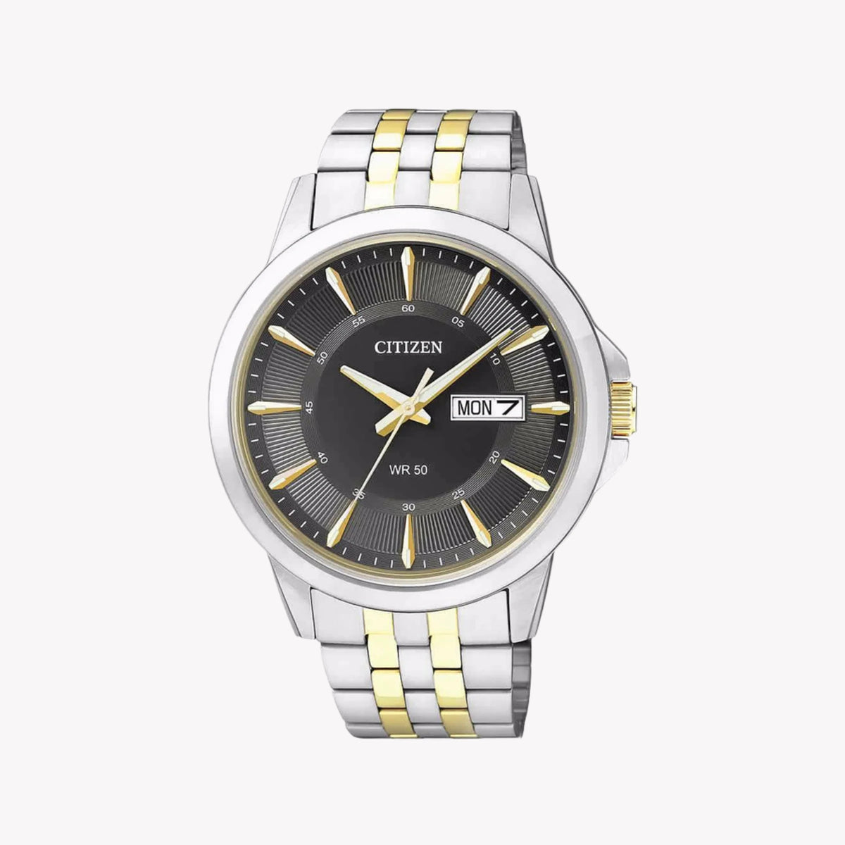 CITIZEN BF2018-52H - BOLD ELEGANCE MEN'S WATCH WITH STUNNING BLACK DIAL & GOLD BAND