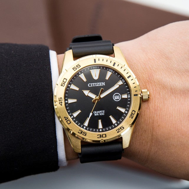 CITIZEN BI1043-01E BOLD EXPRESSION - Men's Gold & Black Urethane Watch for Every Adventure-i-Watch-2