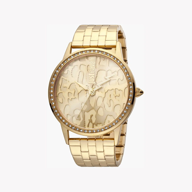 JUST CAVALLI Women's Watch with Gold Stainless Steel Case and Gold Stainless Steel Band