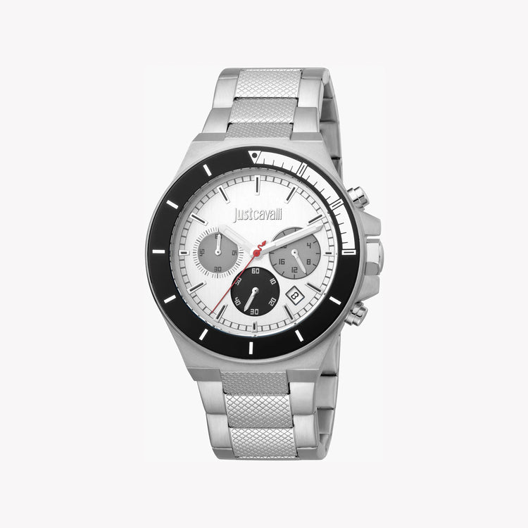 JUST CAVALLI JC1G139M0055 - ELEGANT SILVER MEN'S TIMEPIECE - TIMELESS SOPHISTICATION