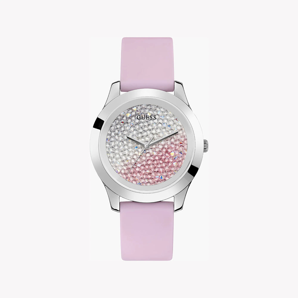 Guess Women's Silver Watch, Pink Silicone Band | W1223l1 by i-watch