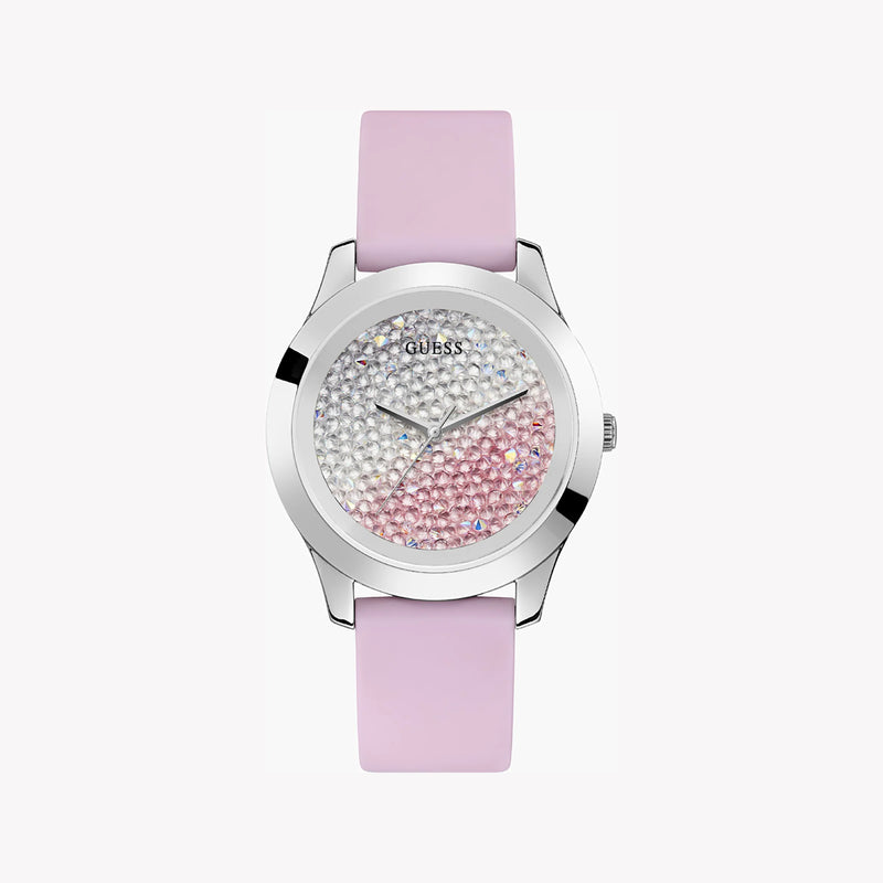Guess Women's Silver Watch, Pink Silicone Band | W1223l1 by i-watch