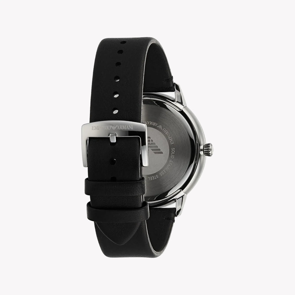 Emporio Armani Men's Black Leather Watch, Silver Case | Ar11193 by i-watch