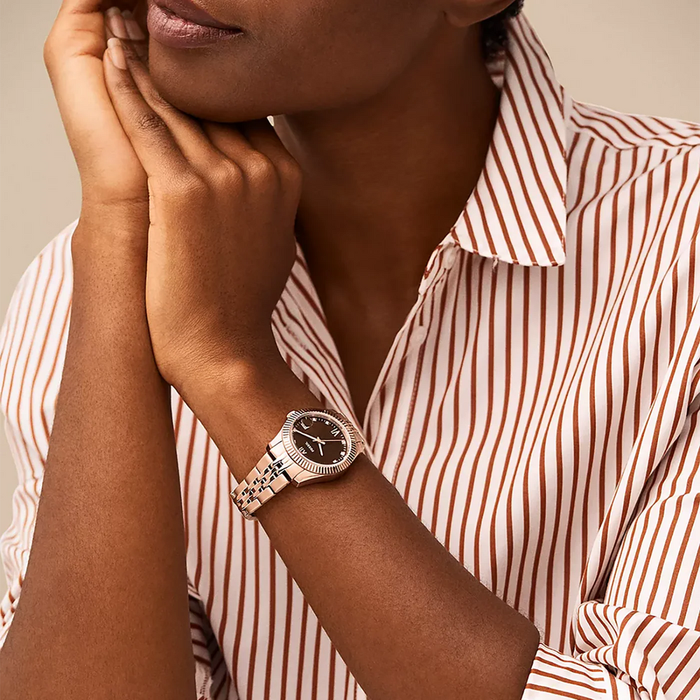 Fossil Women's Rose Gold Watch, Brown Dial | Es5324 by i-watch