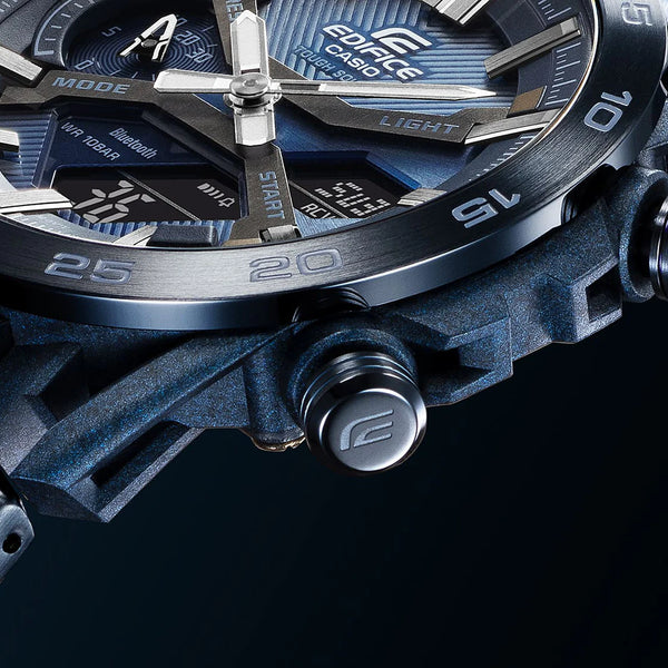 Edifice Men's Blue Carbon Steel Watch, Stainless Steel | Ecb-2000cb-2aef