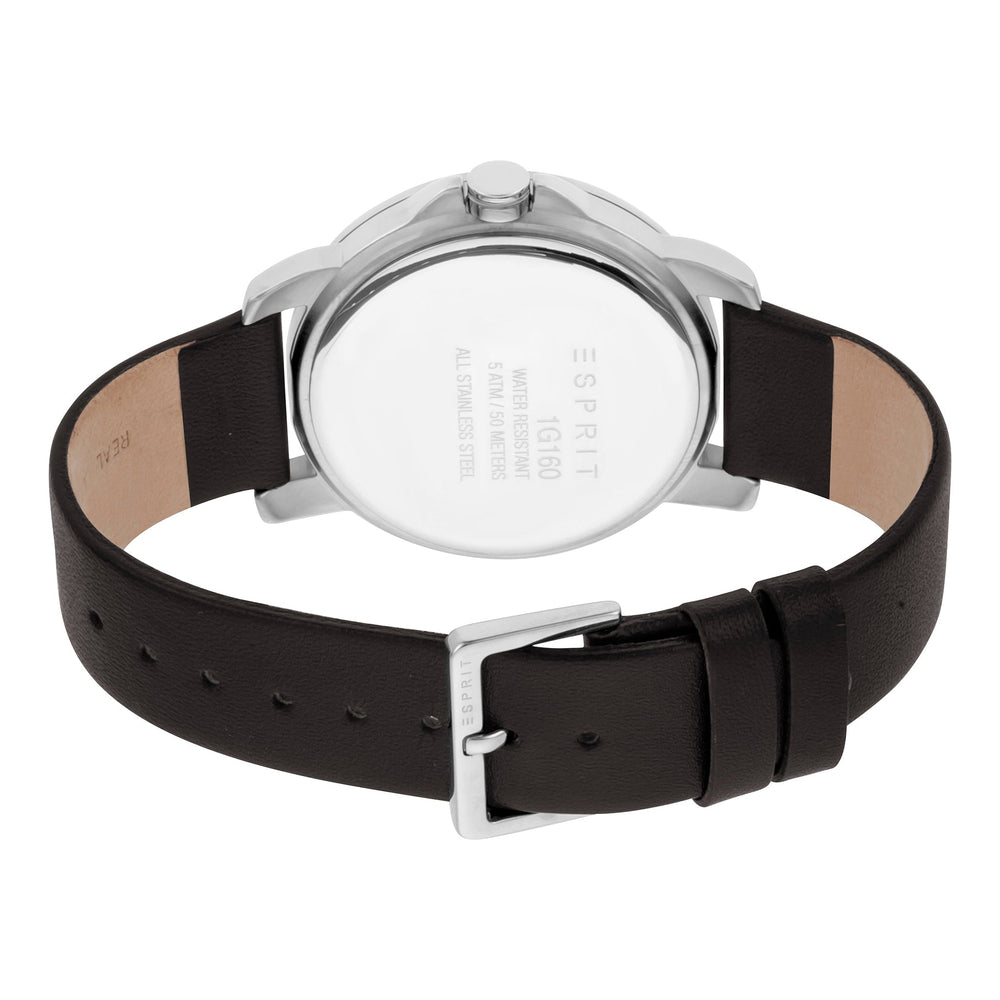 Esprit Men's Timepiece - Elegant Black Leather & Stainless Steel Design by i-watch
