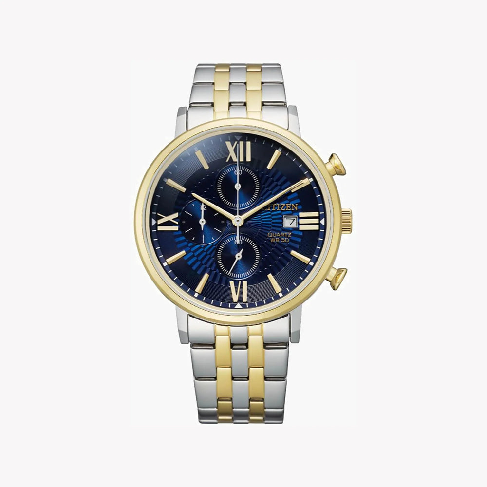 Citizen Men's Silver & Gold Watch, Blue Dial | An3616-75l by i-watch