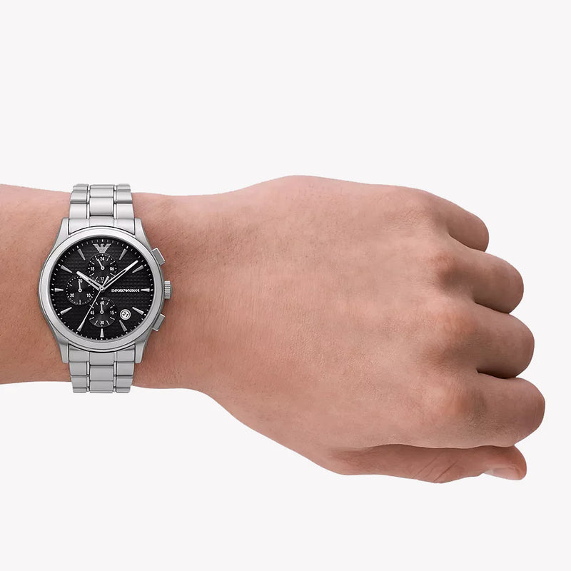Emporio Armani Men's Silver Watch, Black Dial | Ar11602 by i-watch