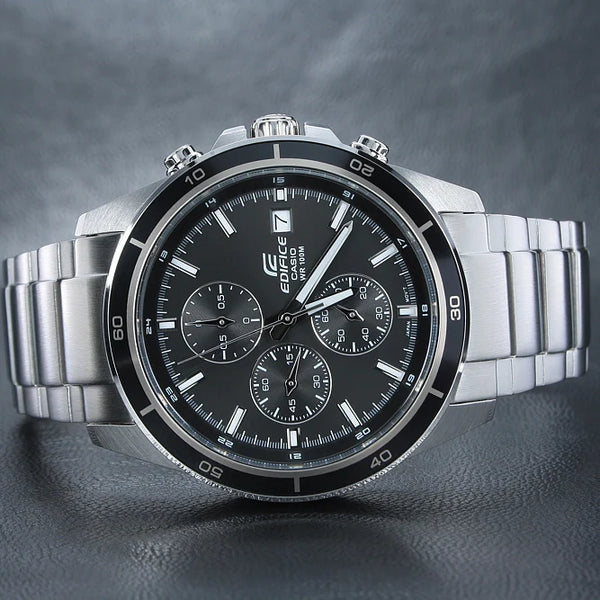 Efr-526d-1avuef Men's Silver Stainless Steel Watch, Black Dial | Efr-526d-1avuef by i-watch