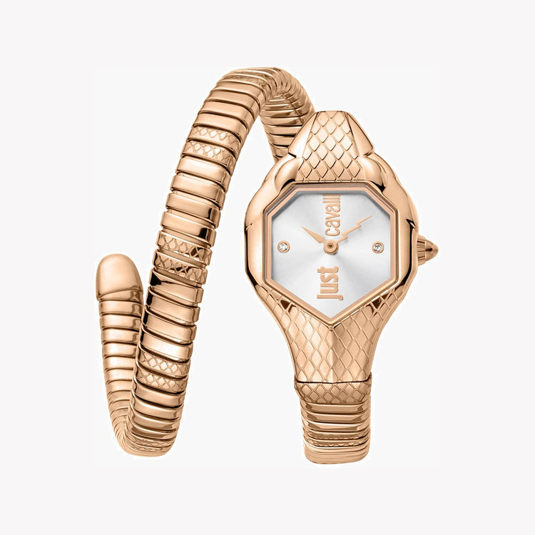 JUST CAVALLI Women's Watch with Rose Gold Stainless Steel Case and Rose Gold Stainless Steel Band