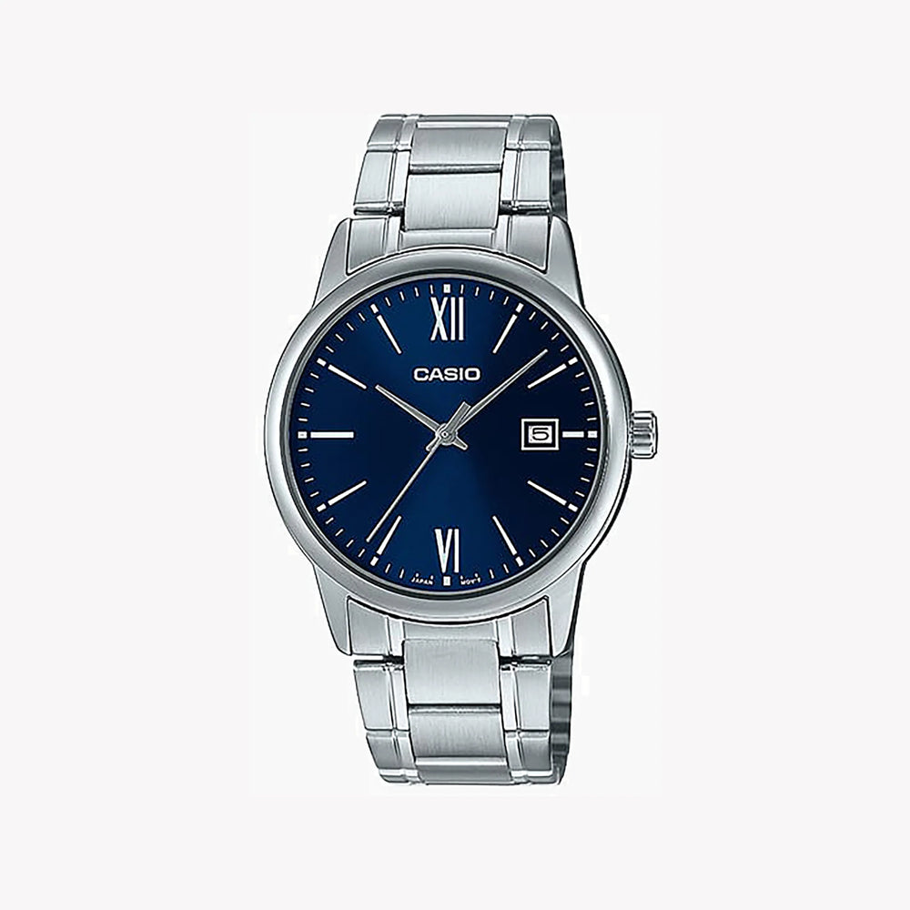 Casio Mtp-V002d-2b3udf - Elegant Sporty Timepiece For Every Adventure Men's Watch With Silver BAnd and Blue Dial by i-watch